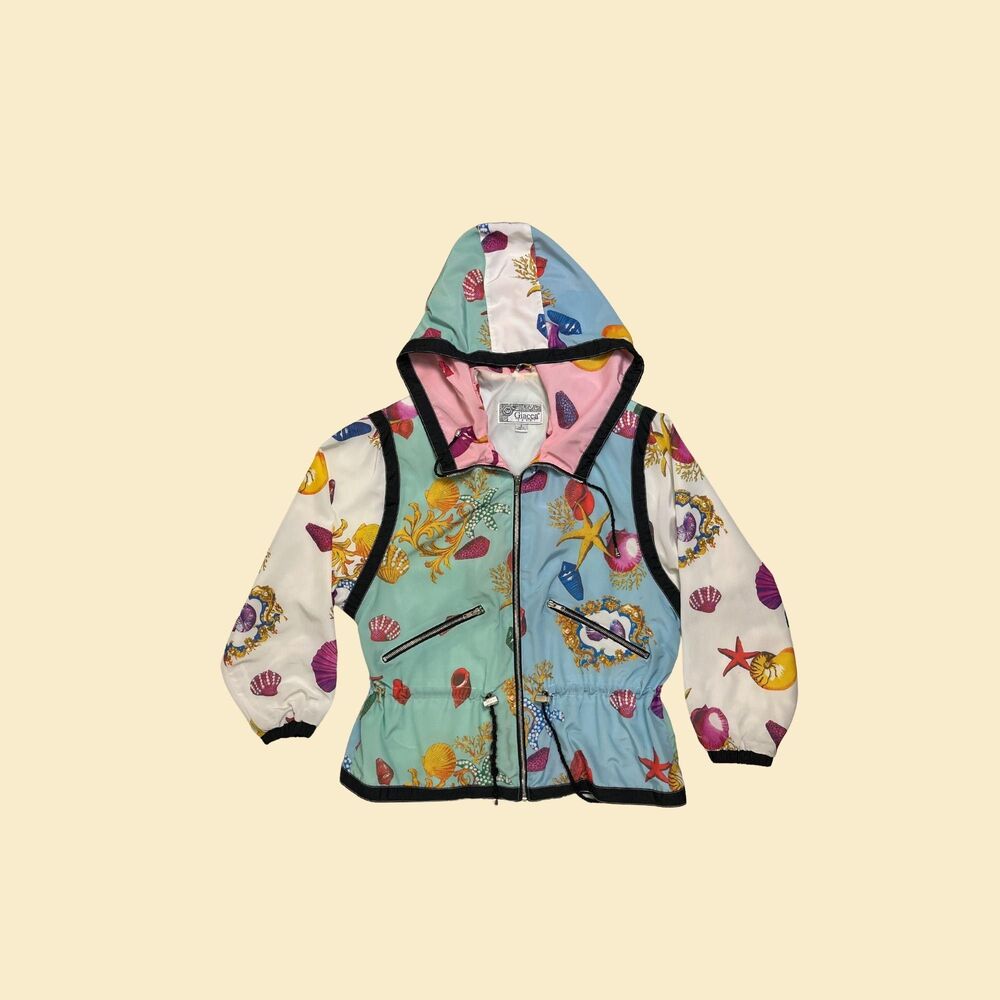 Vintage 90s starfish windbreaker, Giacca Sport size S womens zip up windbreaker